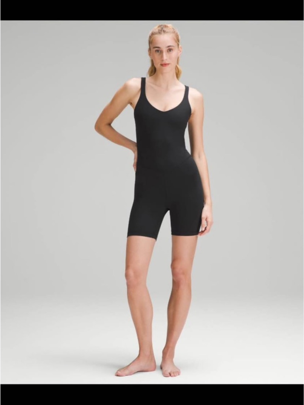 lululemon athletica Black Scoop-Neck Seamless Romper